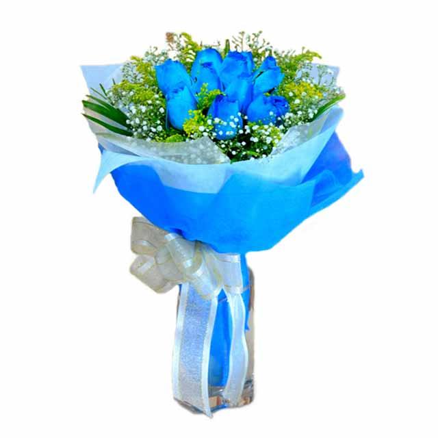 .Bouquet 10 Rosas Azules